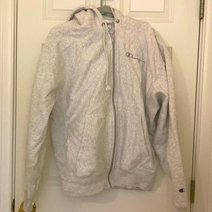 Champion zip up hoodie size large like new grey   So cozy